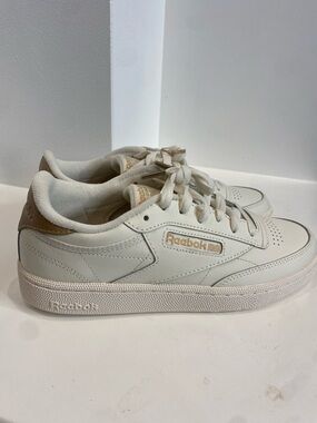 Reebok White Sneakers with Tan Accents